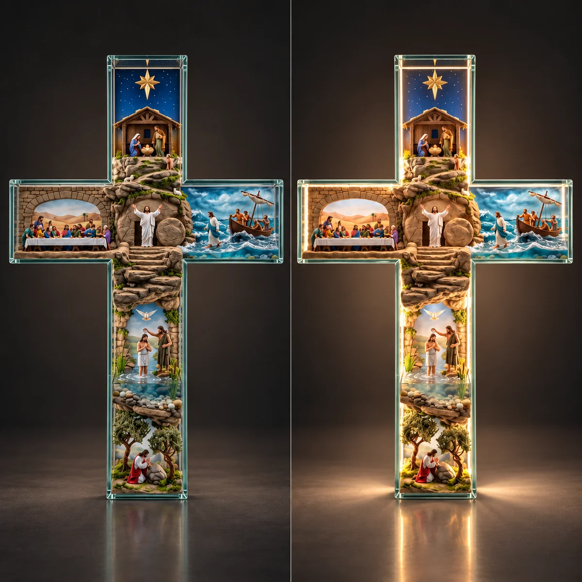 La cruz apagada y encendida